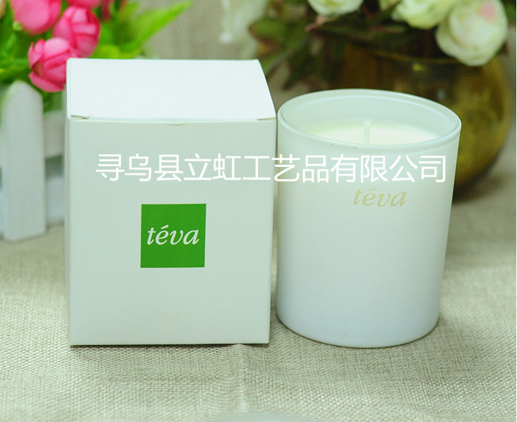 跨境出口白色玻璃杯香薰蜡烛含高档礼品盒