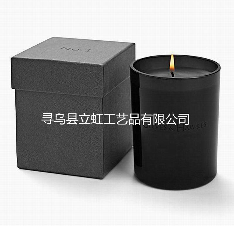 跨境电商黑色玻璃杯香薰蜡烛高档礼品盒包装