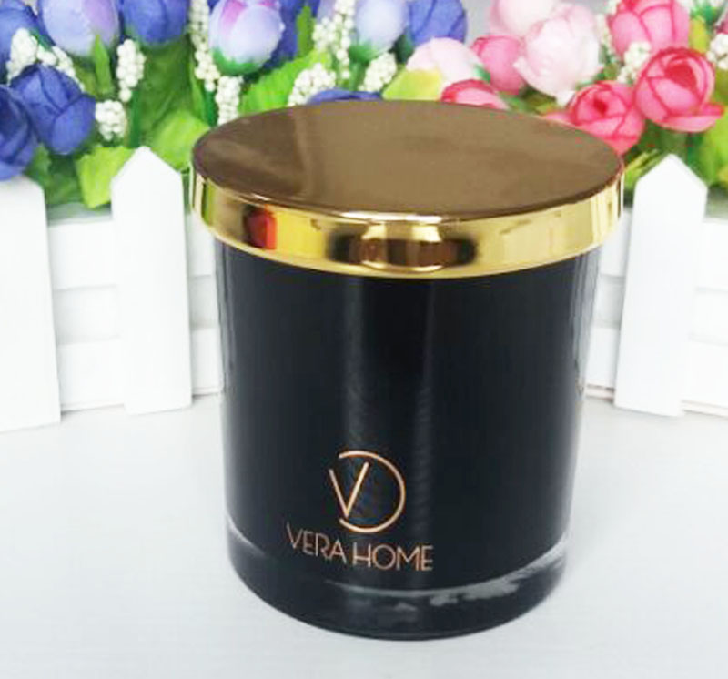 金色铁盖黑色玻璃杯香味蜡烛节庆礼品